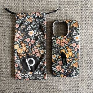 iPhone 16 Pro Max Loopy Case Floral Phone Case - Black and Orange